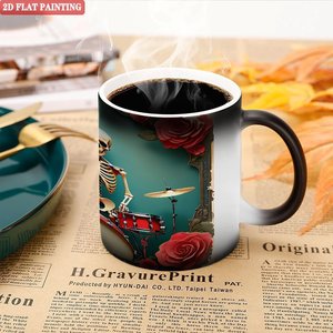 Mug magique givré 11oz en céramique noire, sensible à la chaleur, changeant de couleur, pour café et thé - Product Image 5