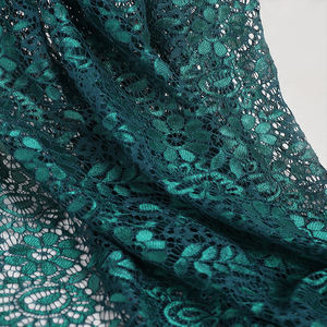 Wholesale Price Lightweight Knitted Green Floral Lace Nylon Polyester <strong>Fabric</strong> For Apparel Dress Use - Product Image 2