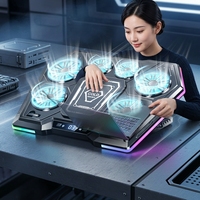 Support de refroidissement pour ordinateur portable D13 à 6 ventilateurs, refroidissement par air, pour ordinateurs portables de 11 à 21 pouces, RGB