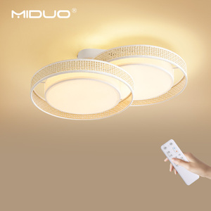 Plafonnier LED circulaire moderne en tissu avec télécommande, <span class=keywords><strong>luminaire</strong></span> d'intérieur à montage en surface pour chambre à coucher - Product Image 1