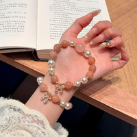 Bracelet classique en perles de pierre de lune naturelle orange et quartz rose, bijou en cristal de qualité supérieure, élégant cadeau de pierres précieuses aux vertus curatives