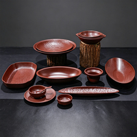 Service de vaisselle en céramique écologique, durable, réutilisable, portable, compatible lave-vaisselle, style bohème, 14 pièces, assiette à fruits, saladier