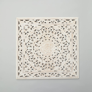 ของตกแต่งผนังไม้ทรงสี่เหลี่ยมจัตุรัสสีขาว ขนาด 36x36 นิ้ว งานฝีมือ ดีไซน์หรูหรา สำหรับตกแต่งบ้านอย่างมีสไตล์ - Product Image 6