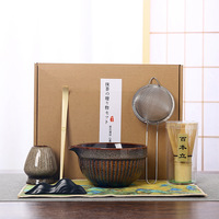 Vente en gros, ensemble de thé en céramique pour la constitution, ensemble de 4/5/7 pièces, fouet à thé japonais, ensemble de bols à matcha en céramique mate avec bec verseur