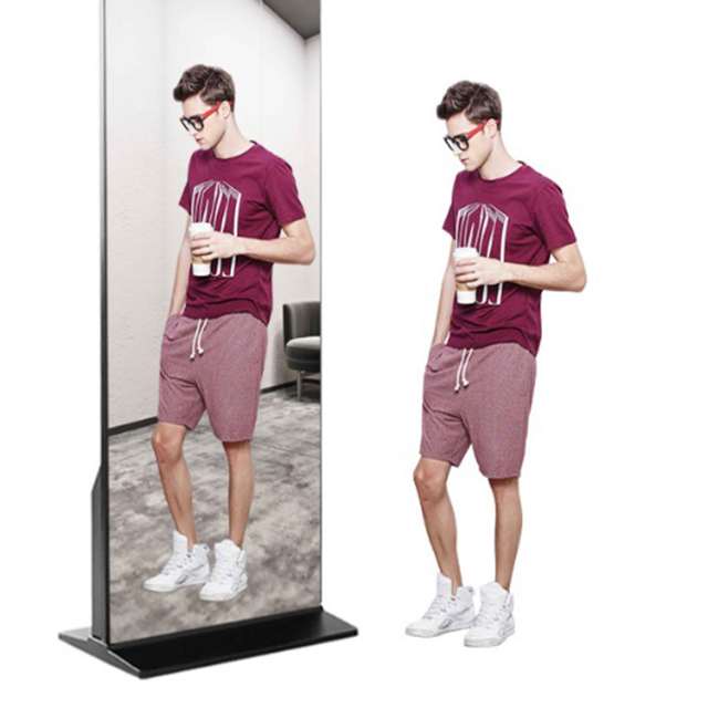 32-Inch Smart Fitness Touch Screen Indoor LCD Gym Floor-Standing Android Windows System Mirror Display 4GB RAM 1080p HD Wi-Fi