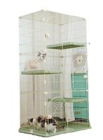 Parc de jeu pour chat moderne de haute qualité à 3 niveaux, en plastique, grande surface, facile à nettoyer, pliable, niche pour animaux de compagnie