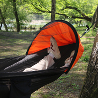 Hamac-lit double portable pour le camping en plein air, ouverture automatique rapide avec moustiquaire à fermeture éclair, polyamide, capacité de poids de 200 kg