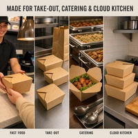 Boîtes alimentaires jetables en papier kraft, contenants pour déjeuner, impression de logo personnalisé, emballage pour nouilles et salades à emporter