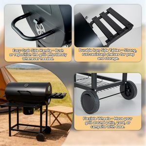 OEM/ODM Outdoor Steel Barrel Charcoal Stove Modern Design BBQ <b>Grill</b> with Ash Collector for <b>Camping</b>/Picnics/Expeditions Wholesale - Product Image 5