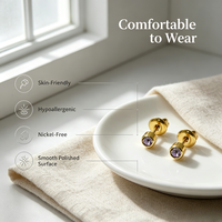 Boucles d'oreilles tendance unisexe en acier inoxydable plaqué or PVD avec zircone cubique multi-couleurs pour piercing d'oreille, commande en gros