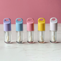 Tube vide à vis 5 ml rose sphérique pour brillant à lèvres avec porte-clés, tête de pinceau large, pour crème à lèvres, emballage de produits de beauté et de maquillage