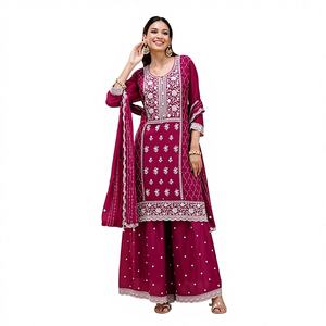 Ensemble de costume palazzo traditionnel de qualité supérieure en gros, Kurta Dupatta pour fêtes, mariages, festivals, tenue ethnique élégante, exportation - Product Image 1