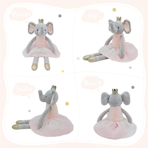 Principessa elefante animali di peluche coccolati bambine ragazzi giocano a casa EN71 ASTM 15.7 pollici peluche di peluche elefante con gonna - Product Image 3