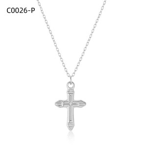 Amy Amy <b>Cross</b> Pendant Necklace Silver Plated Stainless Steel <b>Chain</b> For Women Classic Religious Jewelry Gift Everyday Wearing - Product Image 1