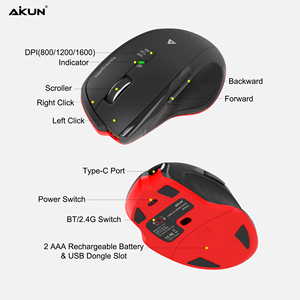 AIKUN BT33-XR Home Office ha utilizzato Mouse ottico ricaricabile <span class=keywords><strong>Wireless</strong></span>, BT5.0/<span class=keywords><strong>3</strong></span>.0 + 2.4G,800/1200/1600DPI,Multi OS e dispositivo - Product Image 3