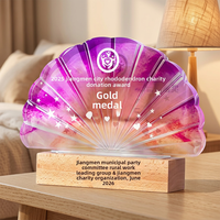 Nouveau Trophée 2026 en Bois de Hêtre Cristallin, Récompense Créative Personnalisée en Forme de Pétale pour Employés Exceptionnels, Gravure Personnalisée
