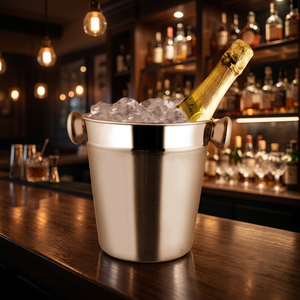 Vente en gros de seaux à bière à double paroi refroidisseur à glace en acier inoxydable mat avec pince seau à glace à baril en métal - Product Image 1