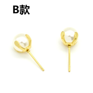 Anno Jewelry Pendientes de perlas de imitación con forma de bola, poste de acero y oro, regalo unisex, joyería de moda - Product Image 5