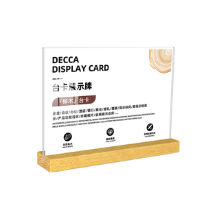 Solid Wood <strong>Table</strong> <strong>Card</strong> with Custom Acrylic Solid Wooden Base Double-Sided Transparent Vertical Advertising Display for Store Use - Product Image 2