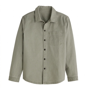 Chemise décontractée unie en popeline pour homme, col rabattu, manches longues, fermeture à bouton unique, tissu tissé d'été, teint en fil ODM, anti-UV - Product Image 5