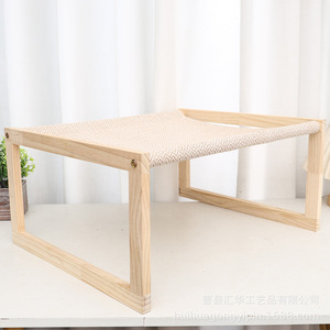 Hamaca de madera para gatos de interior, cama elevada para gatos, silla para gatos con marco de madera, cama para gatos montada en la pared, cama portátil para mascotas. - Product Image 2