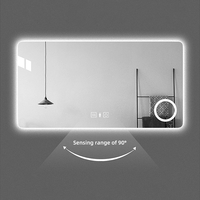 Miroir automatique de forme carrée à DEL avec lumière à capteur tactile intelligent en verre de taille personnalisée Miroirs de salle de bain muraux intelligents