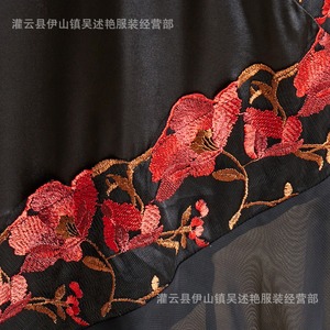 European and American foreign trade, cross-border sales, <b>patchwork</b> embroidered mesh sexy deep V flowing full <b>skirt</b> slip dress - Product Image 4