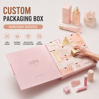 Boîtes intérieures vides personnalisées de luxe en rose, 24 compartiments, carton rigide, calendrier de l'avent pour les cosmétiques et les soins de la peau, pour les outils de maquillage
