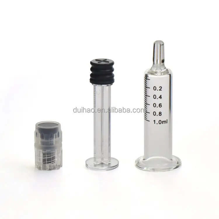 1ml Prefilled Borosilicate Syringe Metal Plastic Plunger Luer Lock Syringes 2.5ml 3ml 5ml