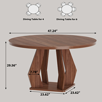 Ensemble de table à manger ronde de luxe en bois naturel avec chaises, style minimaliste nordique, meubles pour cuisine et salon