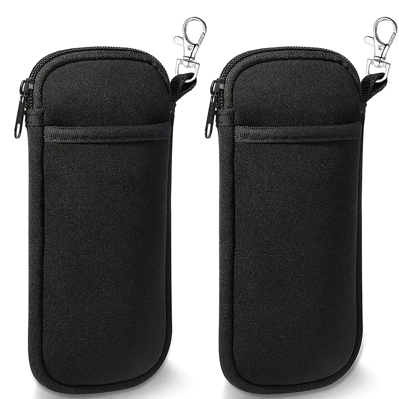 Ultra Light Portable Neoprene Pouch with Zipper Double Soft Glasses Case with Hook