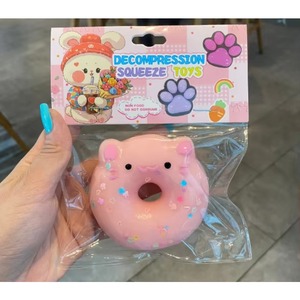 Jouets anti-stress TPR en forme de donut chat rose mignon, jouets Kawaii Taba Squishy à remontée lente, jouets doux pour enfants, vente en gros - Product Image 1