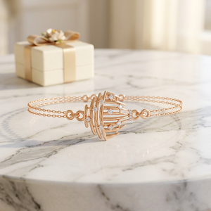 Women's Openwork <b>Cage</b> Diamond Bracelet – Curved Wire Medallion VVS CVD Lab Diamond in 9K 10K 14K 18K Solid Gold Fine Jewelry - Product Image 1