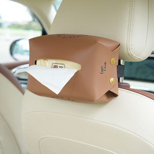 Boîte à mouchoirs pour voiture Flower Story, en cuir, rectangulaire, à suspendre aux sièges arrière, accessoire multifonctionnel - Product Image 3