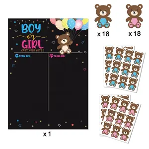 37 Pcs 2023 New Arrivals Gender Reveal Stickers Baby Shower Poster Sticker Paper for Gender Reveal Decoration Party Supplies