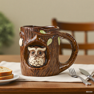 Taza de búho artesanal 3D, taza de cerveza de cerámica de 18,6 oz, taza de café, regalos de cerveza clásicos para hombres y mujeres, regalos de Navidad, taza de café - Product Image 4