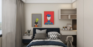 مجموعة أثاث خشبية حديثة وبسيطة متعددة الأغراض تشمل خزانة مطبخ ومكتب للأطفال وسرير وخزانة ملابس للغرفة وتخزين لغرفة المعيشة/المدرسة - Product Image 3