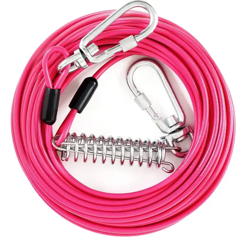 Hight quality 30 FT/50FT Dog Tie Out Cable with Buffer Spring for Dogs Up to 250lbs