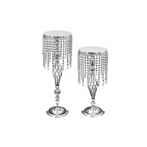 Metal blanco, 2 uds., cristales colgantes, suelo/MESA, soporte para pastel para fiesta de cumpleaños y decoración para fiesta de boda - Product Image 1