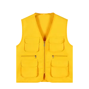 Source Factory Solid Color Zipper Pocket Men's Work Vest Photography Fishing Casual Multi-bag Thick Vest