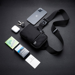 Custom Men's Mini Nylon Single Shoulder Bag <strong>Small</strong> Square Black Crossbody Sport <strong>Chest</strong> Pack with Anti-Theft Portable Feature - Product Image 3