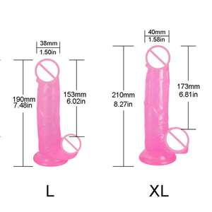 Dildo in pollici diversi con ventosa in cristallo realistico per le donne - Product Image 4