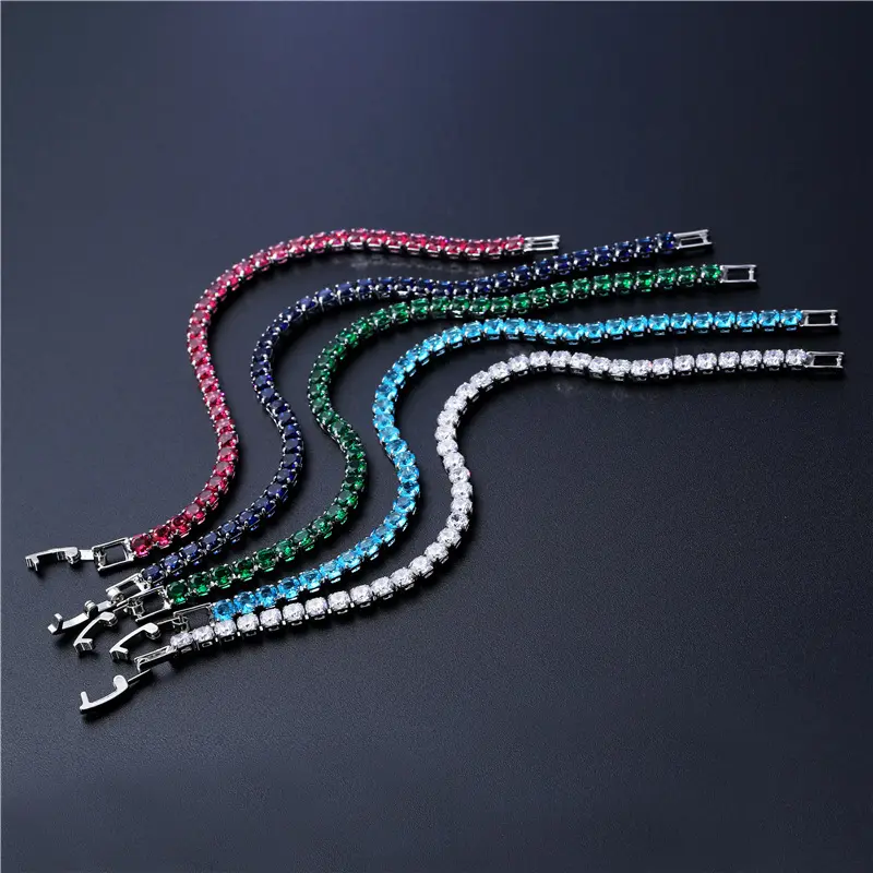 Conjunto de Micro pulseras de circonia con piedras de arcoíris para mujer, brazalete de boda de diamantes de colores, gran oferta