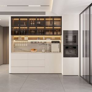 Antique-Style Modern Foldable <b>Sideboard</b> with Panel Design and Ample Storage for Living Room <b>Kitchen</b> Dining Home Furniture - Product Image 4