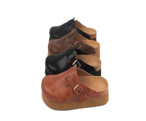 Mules plates d'extérieur de haute qualité, sabots en cuir véritable et <span class=keywords><strong>daim</strong></span> pour hommes et femmes, sandales sabots en liège - Product Image 3