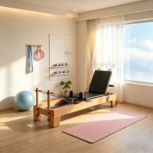 Reformer <span class=keywords><strong>Pilates</strong></span> portable de haute qualité, pliable pour la maison, en bois de hêtre, lit de <span class=keywords><strong>Pilates</strong></span> professionnel - Product Image 1
