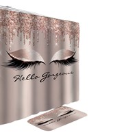 Ensemble de rideaux de douche à motif cils, 4 pièces, imperméable, séchage rapide, ensemble d'accessoires de salle de bain personnalisés