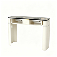 Table de manucure en verre de style crème avec prise d'aspirateur intégrée et table de manucure