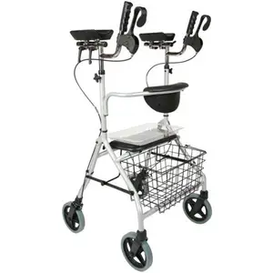 RO504-Rodillo de brazo de canalón para ancianos, resistente, de acero, con cesta y asiento, andador interior