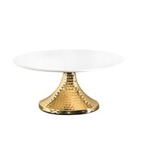 SAIDKOCC D28*H13CM Plateau à fruits moderne en marbre blanc naturel et métal, assiette à collations, ornement créatif, décoration de bureau et de salon